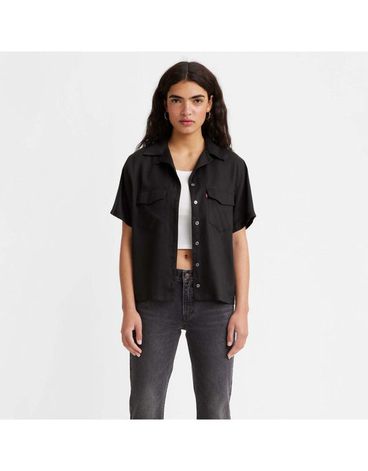 Camicia da bowling a maniche corte Levi's Ember da donna in nero