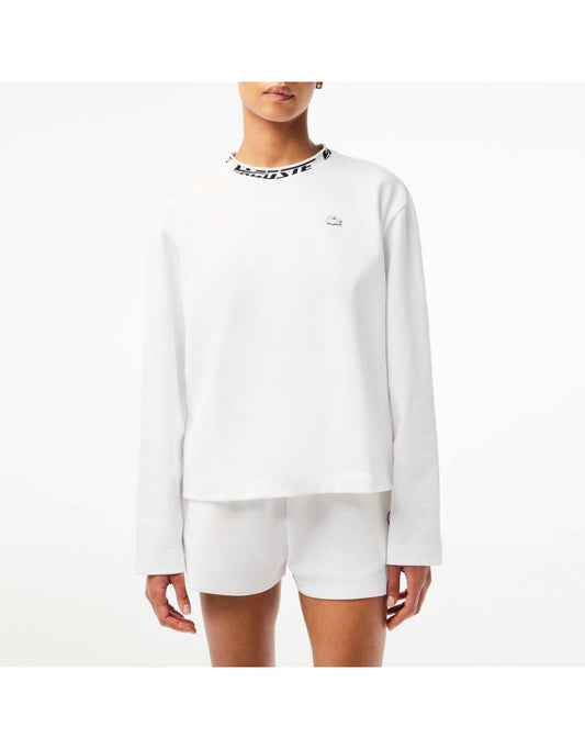 Camiseta masculina Lacoste Oversized com gola com logotipo em branco