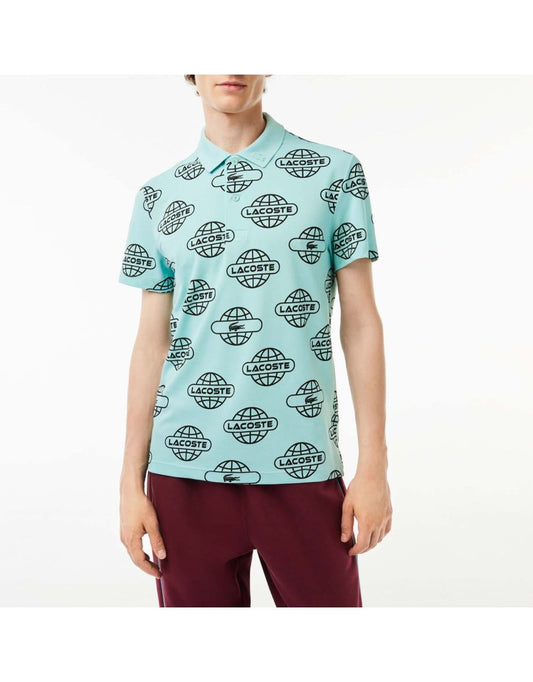 Camisa Polo Lacoste Globe Print Ultralight Piqué Masculina