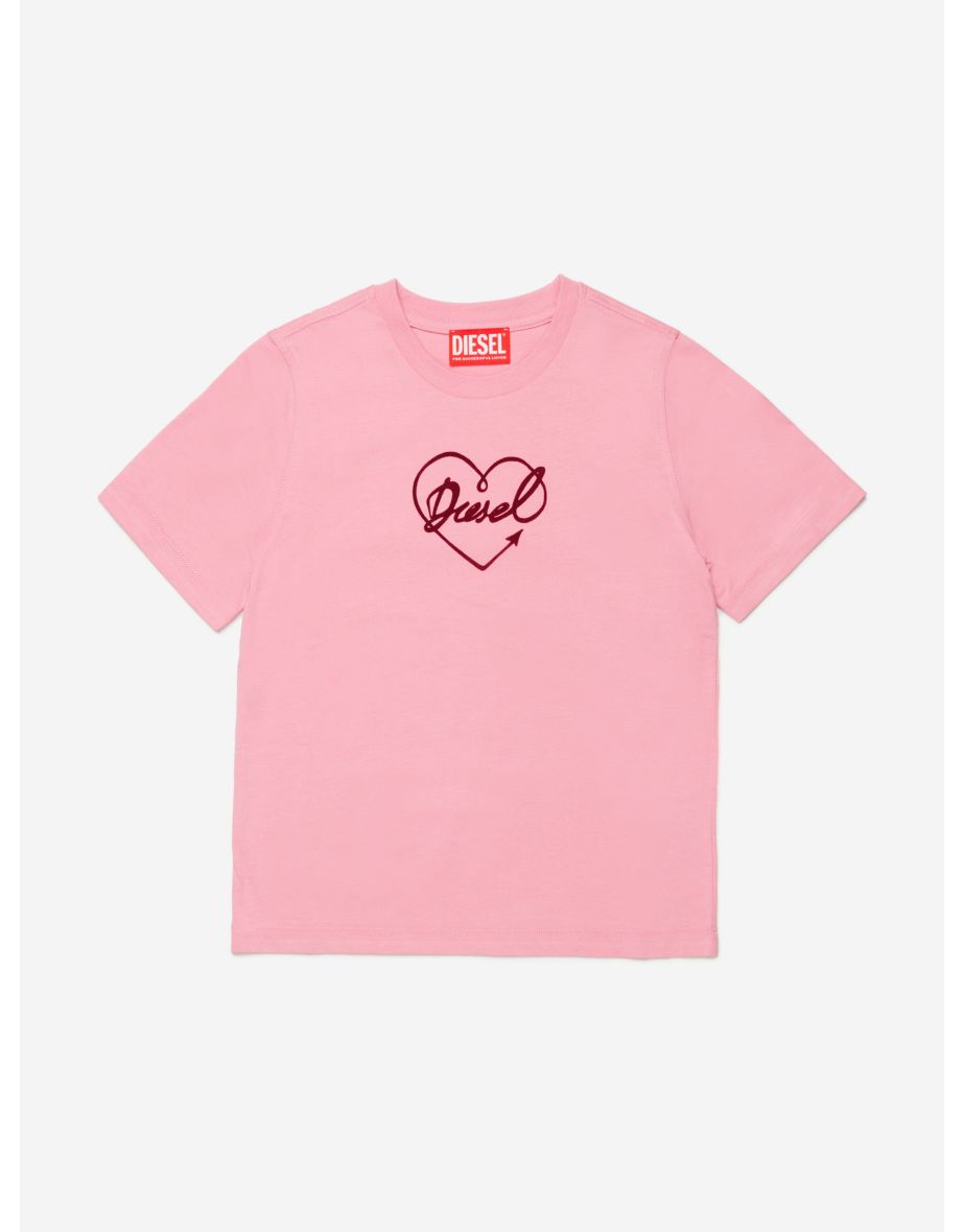 Camiseta con logotipo del corazón para niña Diesel en rosa