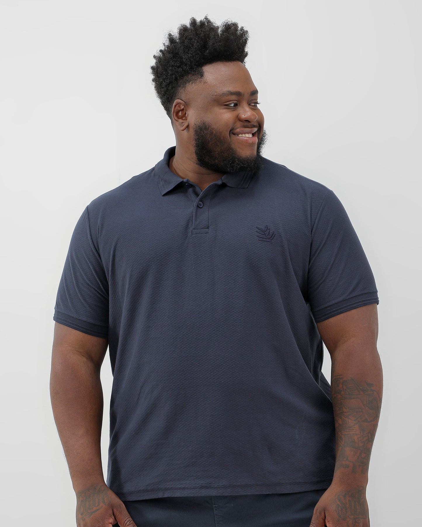 Camisa polo masculina plus size texturizada azul Allman By Riachuelo