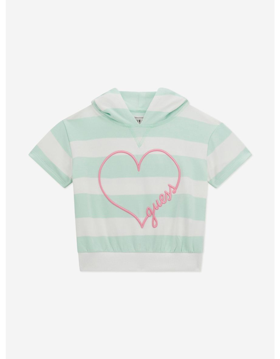 Sudadera con capucha de rayas verdes para niña