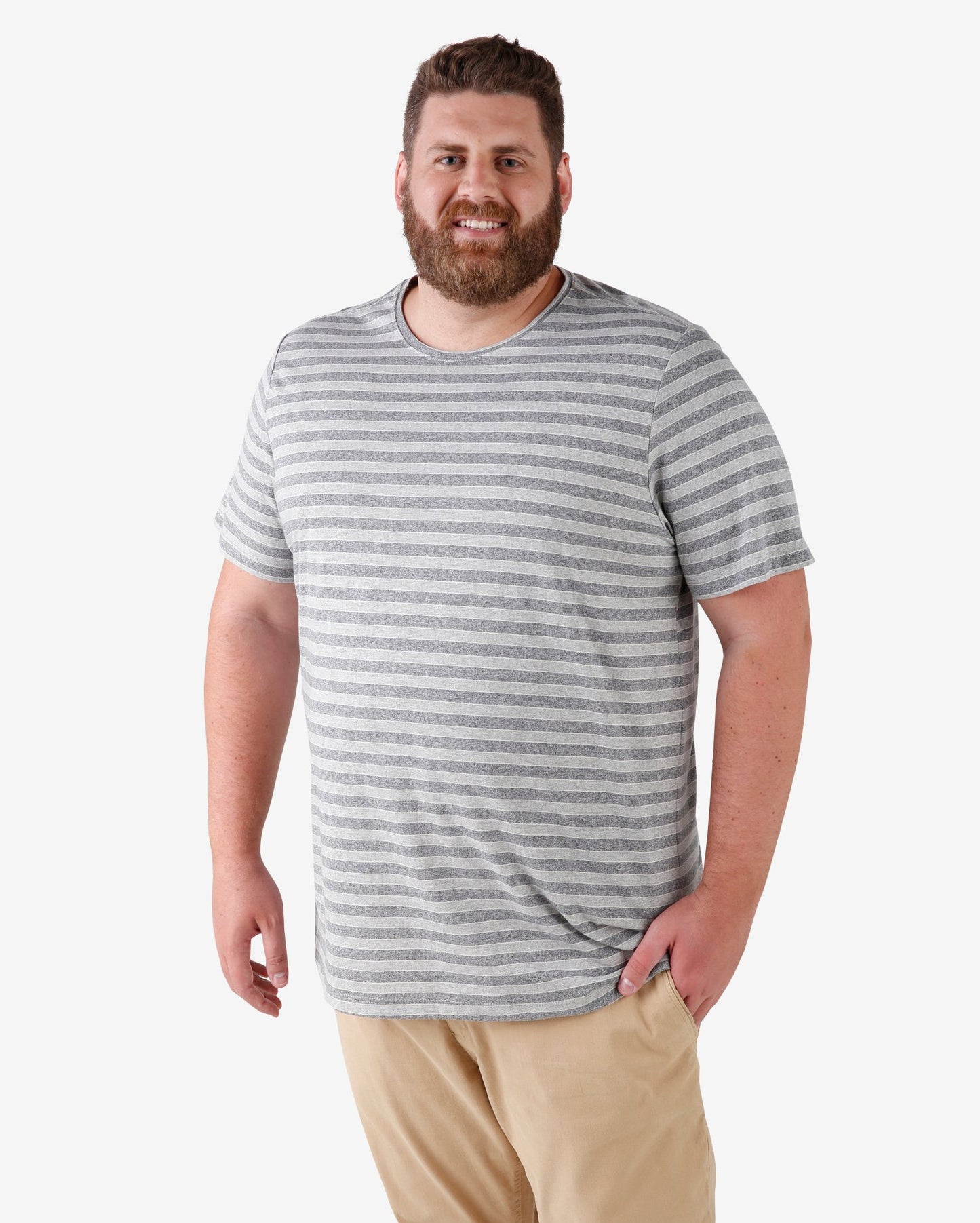Camiseta listrada plus size - Cinza-claro