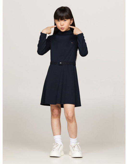 Vestido Tommy Hilfiger Punto de marca para niña en azul marino