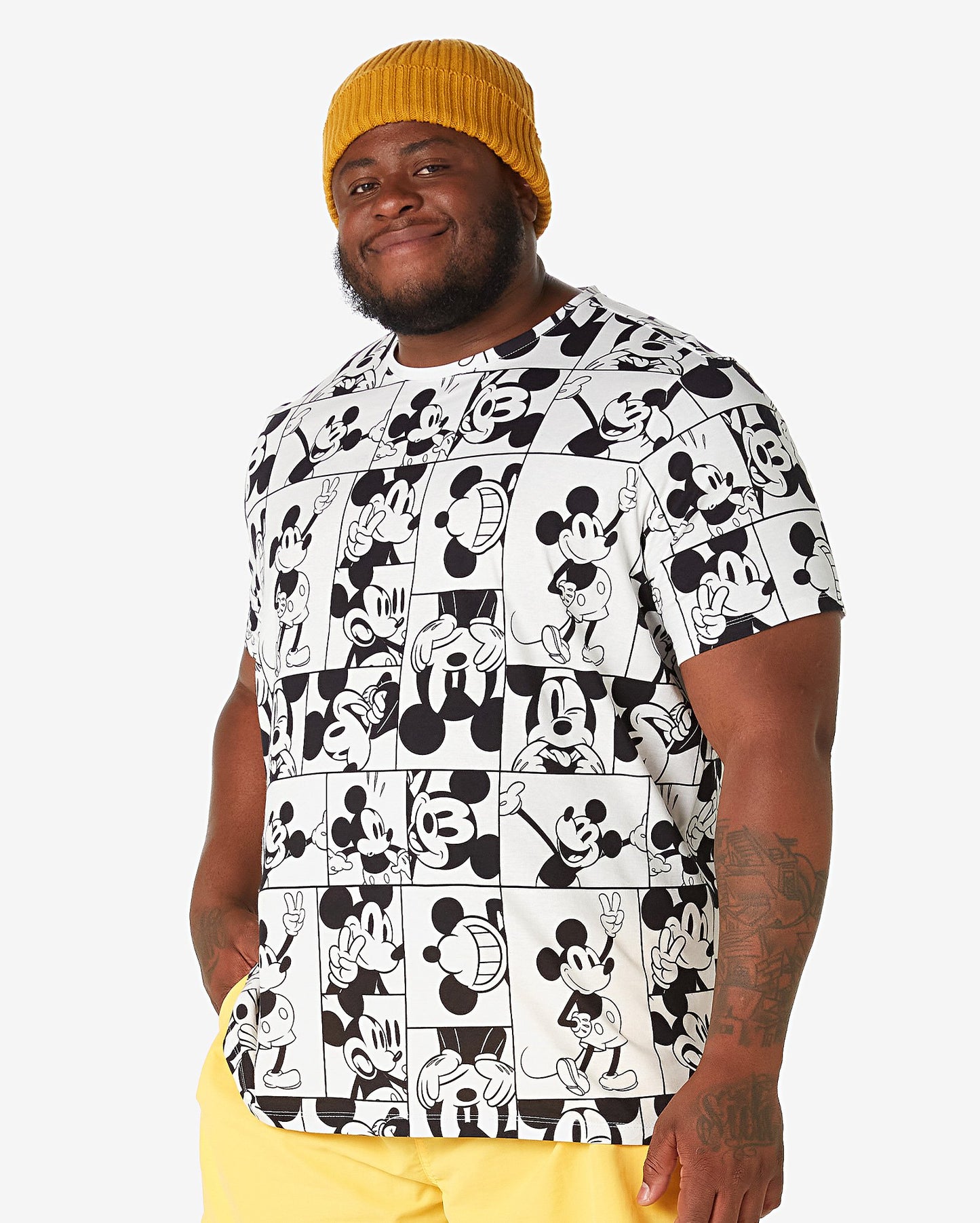 Maglietta Topolino a maniche corte Plus Size da uomo - Bianco