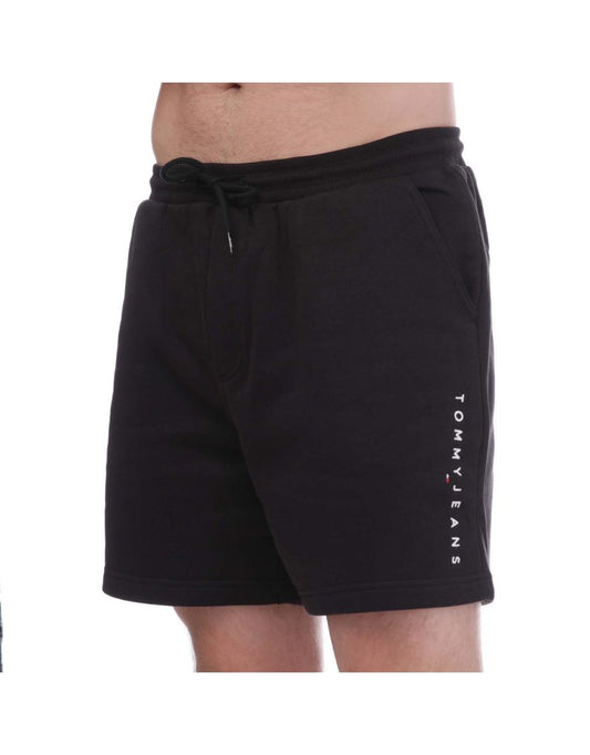 Pantaloncini da spiaggia Tommy Hilfiger Tommy Jeans Linear da uomo - Nero