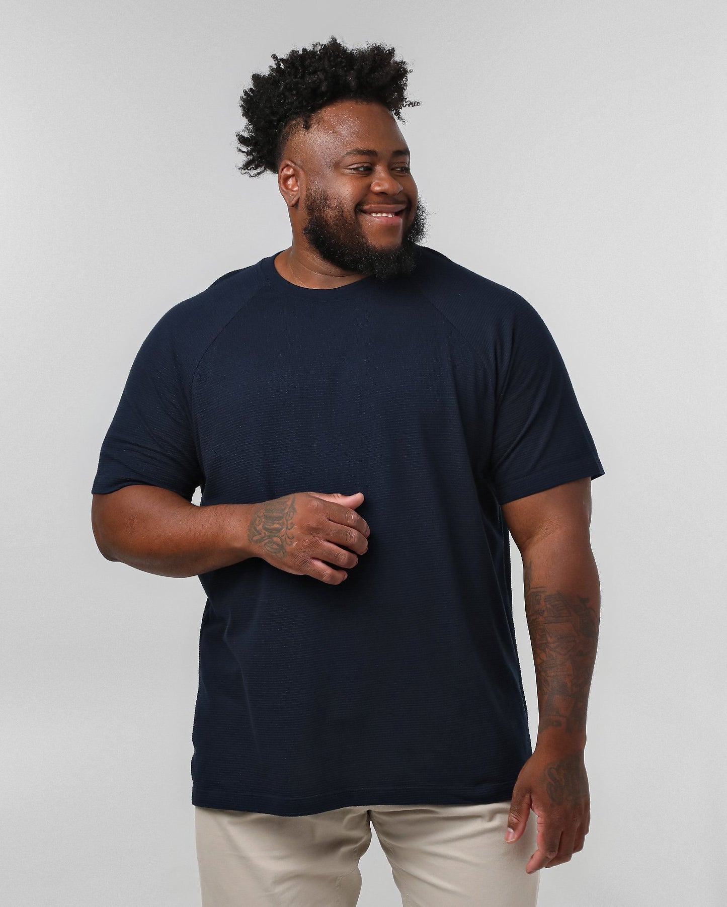 Camiseta masculina de manga curta texturizada plus size em azul | Original Plus da Riachuelo