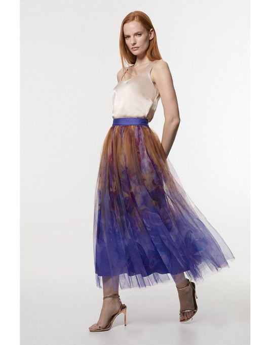 Maxi gonna in tulle floreale