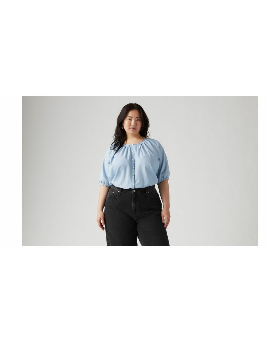 Camicetta a maniche corte in denim
