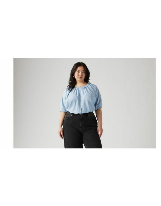 Camicetta a maniche corte in denim