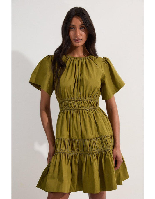 Minivestido de algodón con pliegues en capas