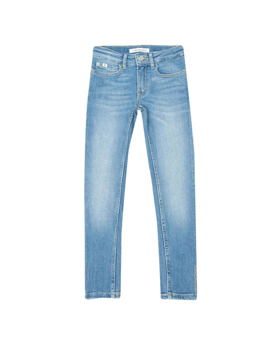 Calvin Klein Jeans - Jeans skinny a vita media da bambina in blu