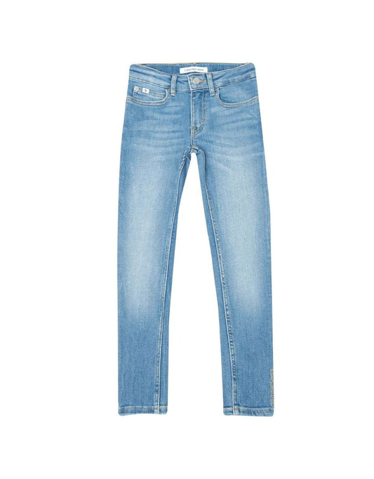 Calvin Klein Jeans - Vaqueros pitillo de tiro medio para niña en azul