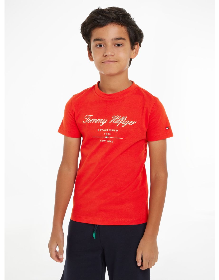 Boys' Red Logo Script T-Shirt