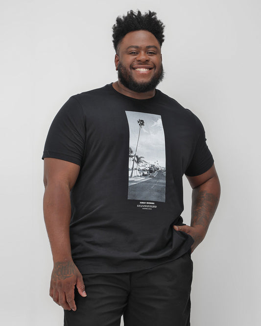 Camiseta Negra Tallas Grandes Hombre "Sunday Mornings" | Allman By Riachuelo