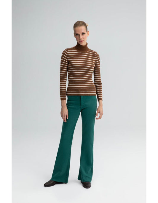 Body a collo alto in maglia a righe
