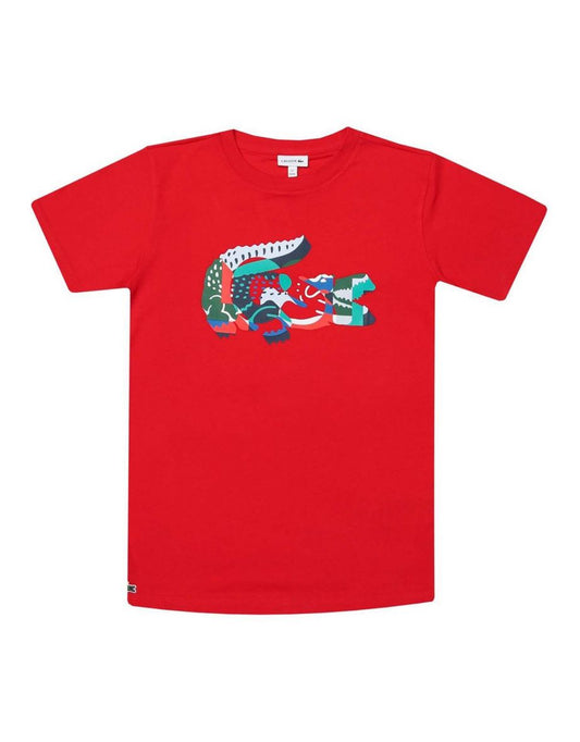 Boy's Lacoste Junior Red T-Shirt with Crocodile Print