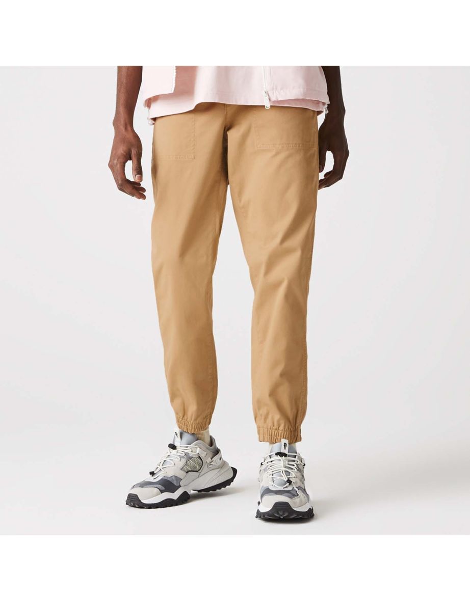 Pantaloni Lacoste da uomo dal taglio regolare color crema