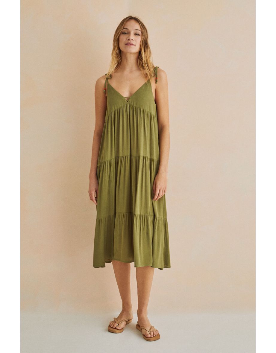 Vestido longo verde com alças