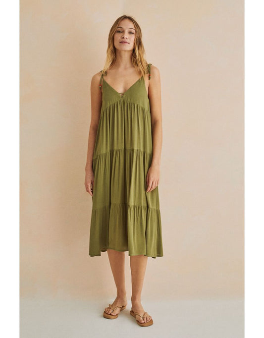 Vestido longo verde com alças