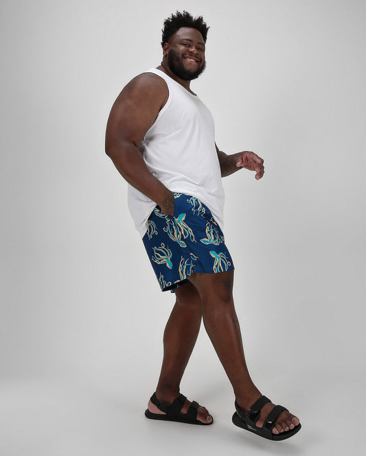 Men's Plus Size Blue Octopus Swim Shorts | Allman By Riachuelo