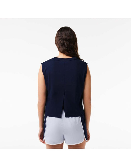 Crop Top Lacoste Sport Ultra Dry in cotone da donna in blu