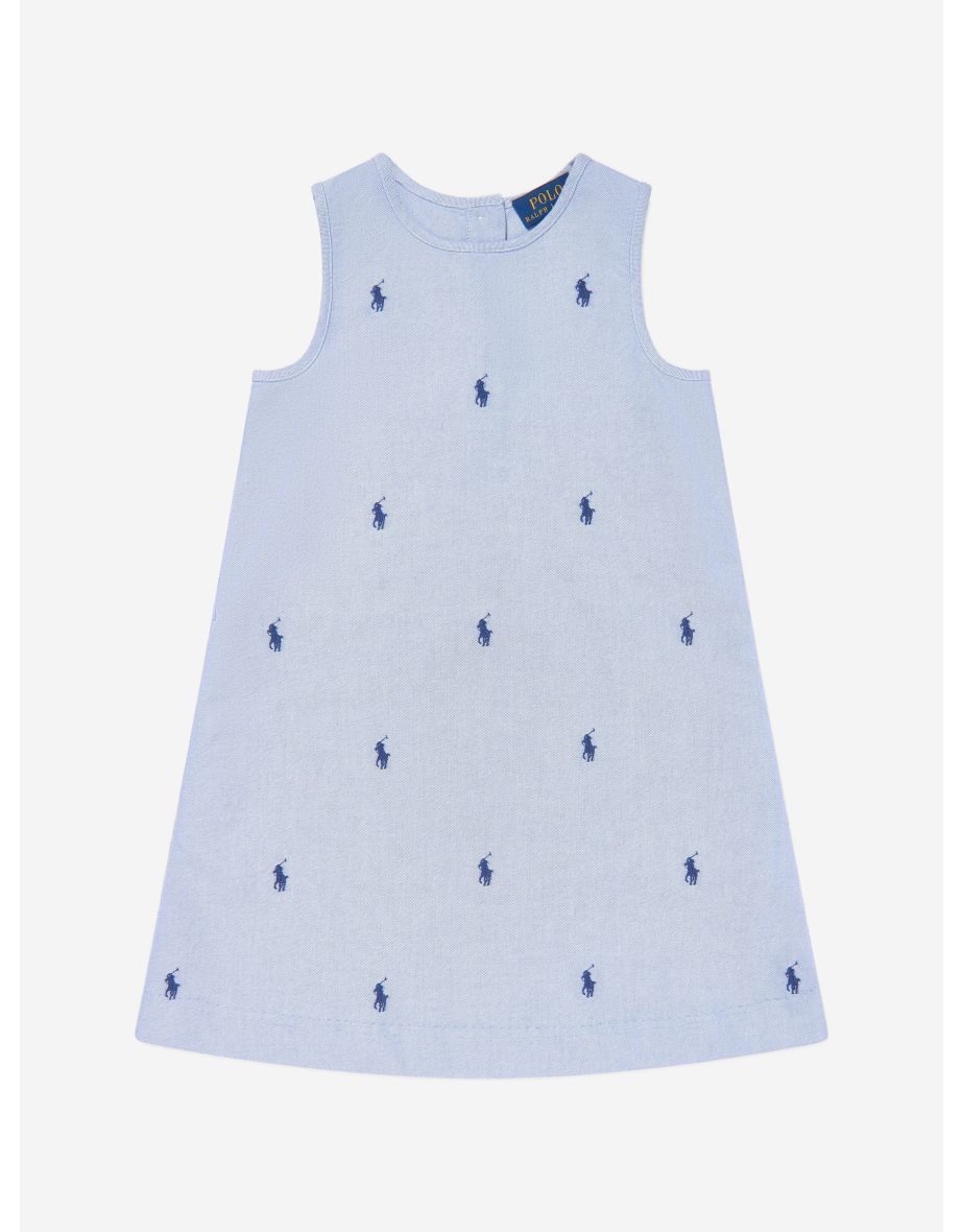 Vestido feminino sem mangas com logotipo em azul