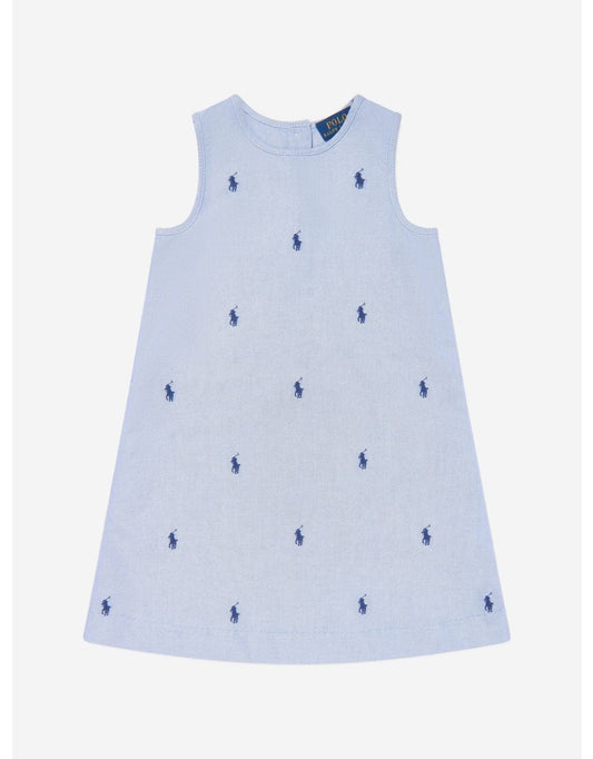 Vestito senza maniche da bambina con logo in blu