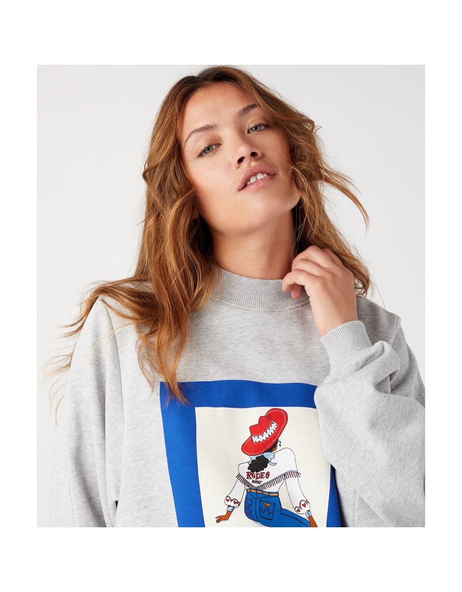 Sudadera de algodón con estampado gráfico y cuello redondo