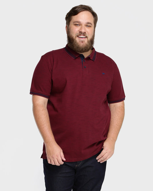 Camisa polo marmorizada plus size - Vinho