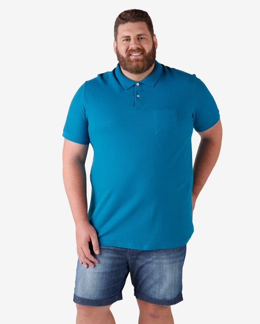 Polo Basic Plus Size con tasca - Blu