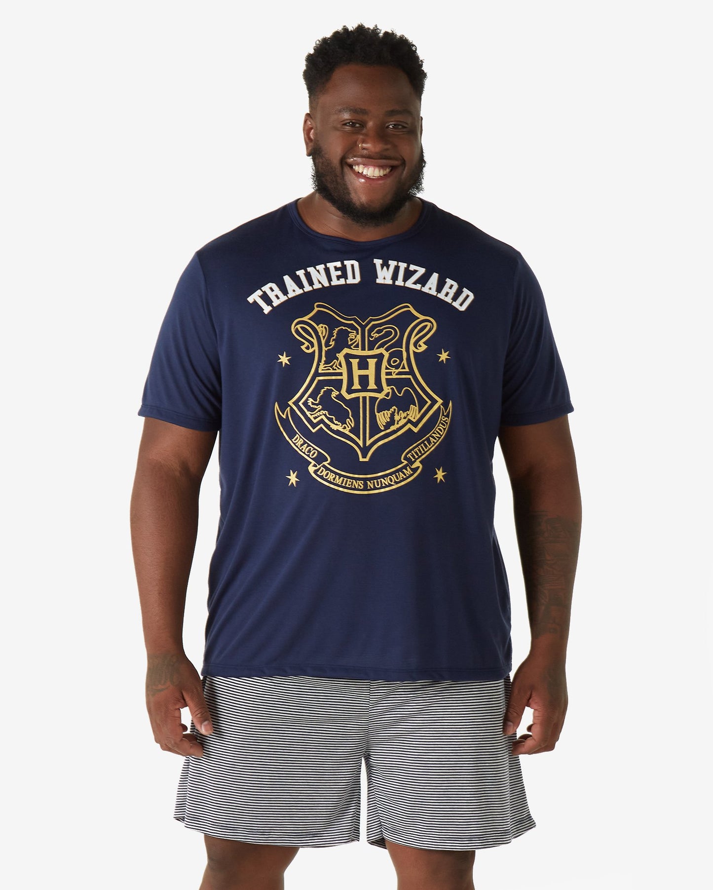 Pigiama corto uomo taglie forti Harry Potter Mago Addestrato Blu