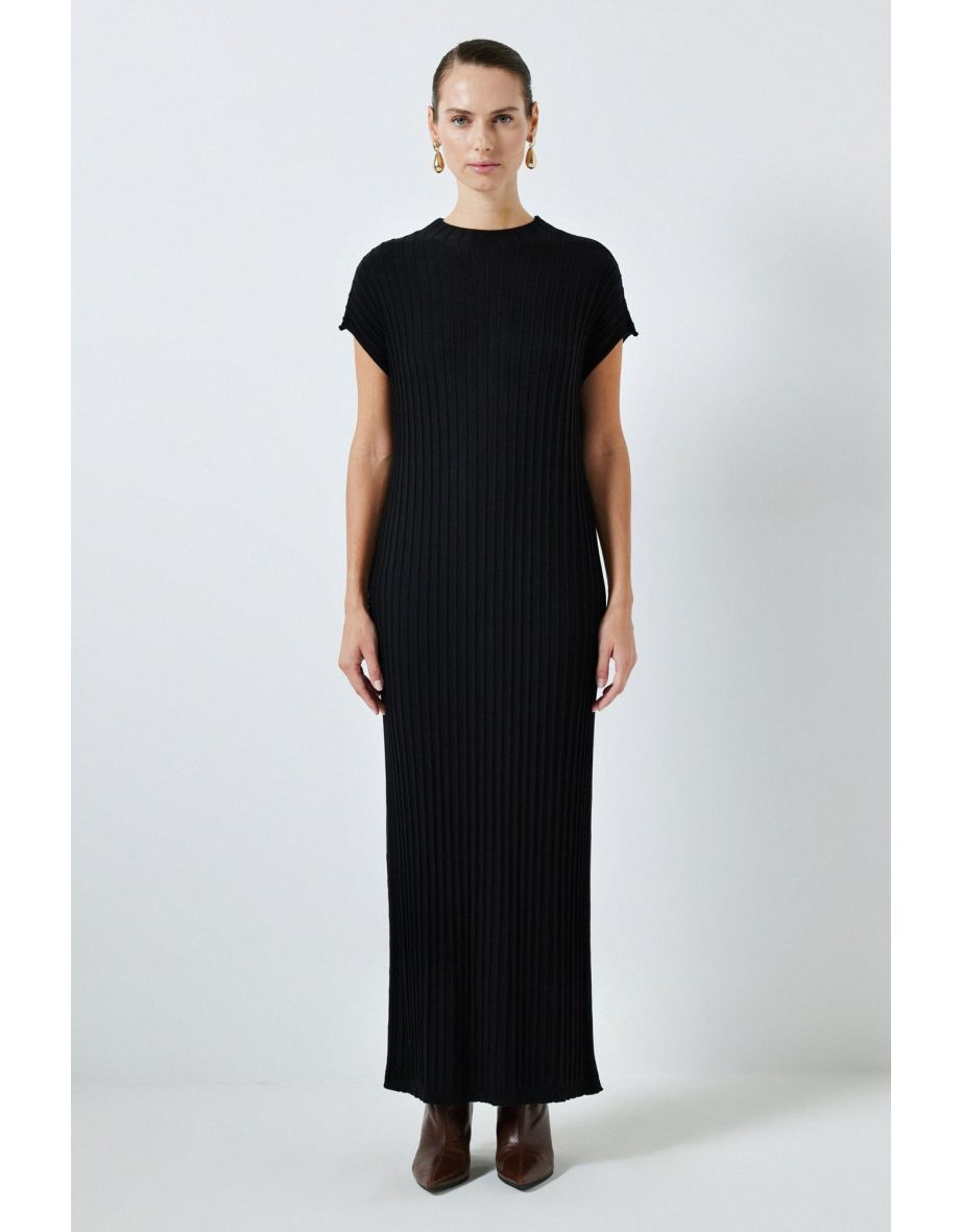 Vestido maxi com nervuras sem alças