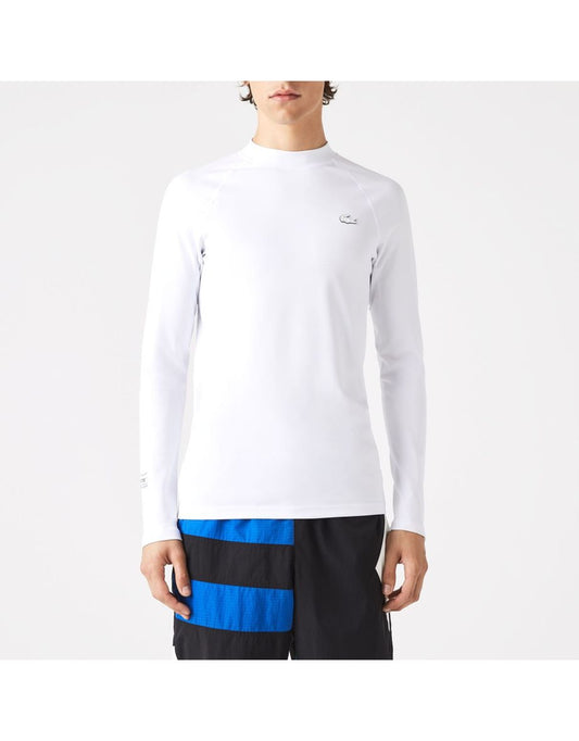 Camiseta térmica de treinamento Lacoste de manga longa para homens - Branco