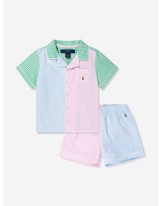 Set pigiama corto Oxford da ragazza multicolore
