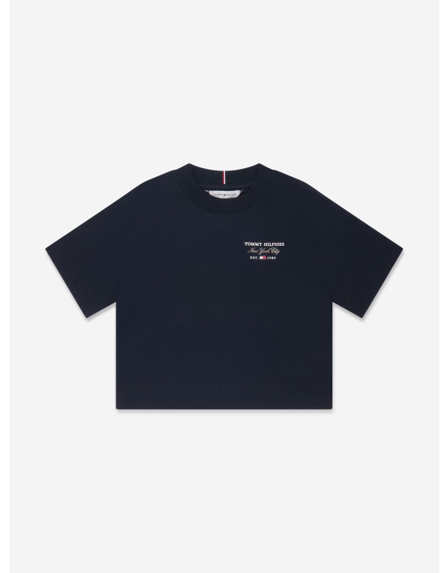 Camiseta Tommy Script Azul Marino de Niña