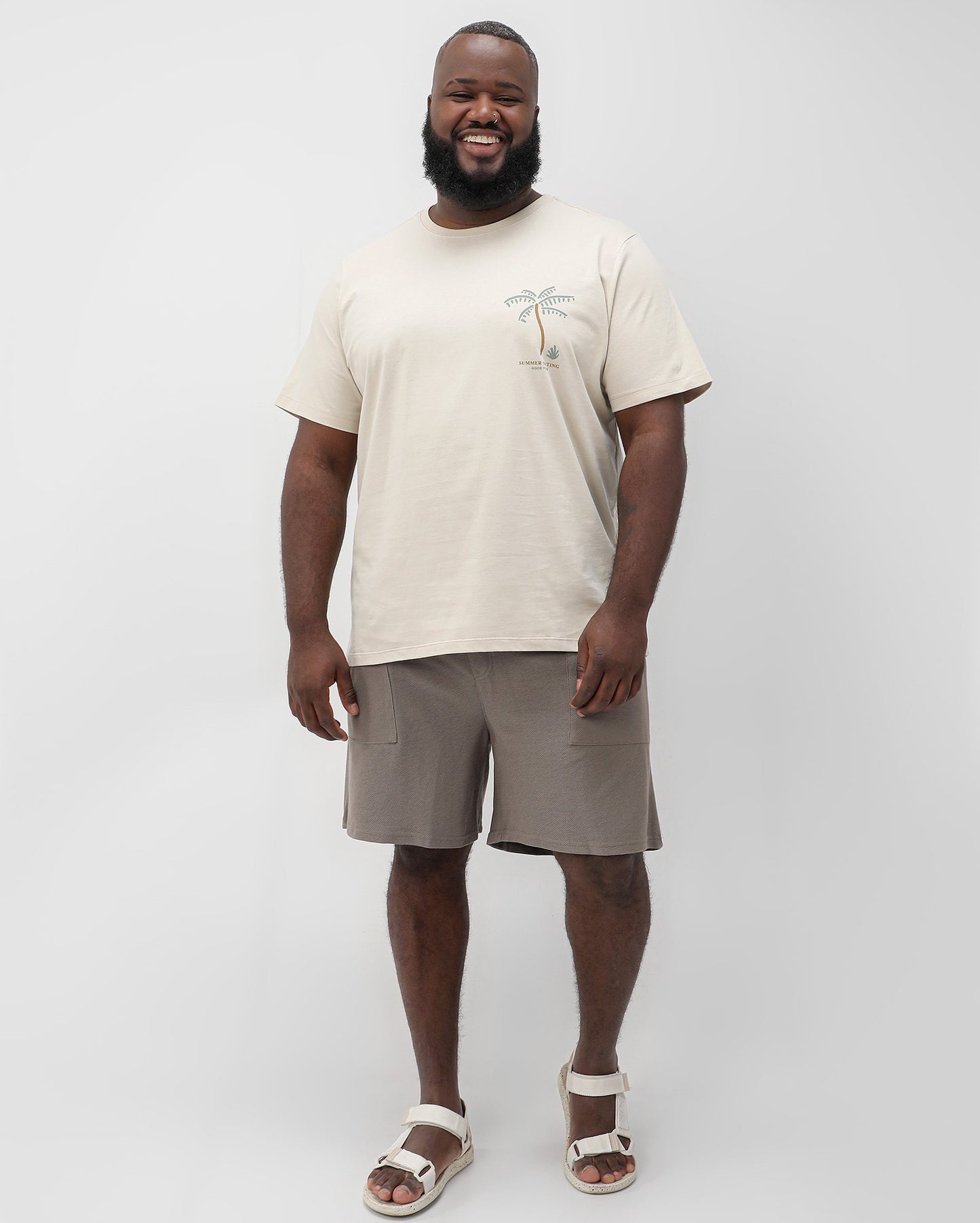 Calça de moletom de sarja marrom para homens plus size Original Plus by Riachuelo