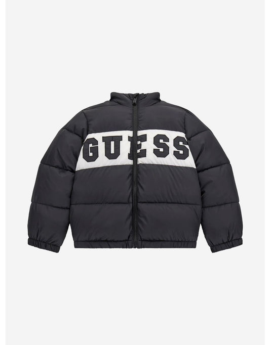 Giacca Puffer con cappuccio nera da ragazzo