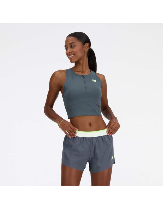 Canotta New Balance Donna Sleek Race Day Fitted in Grigio