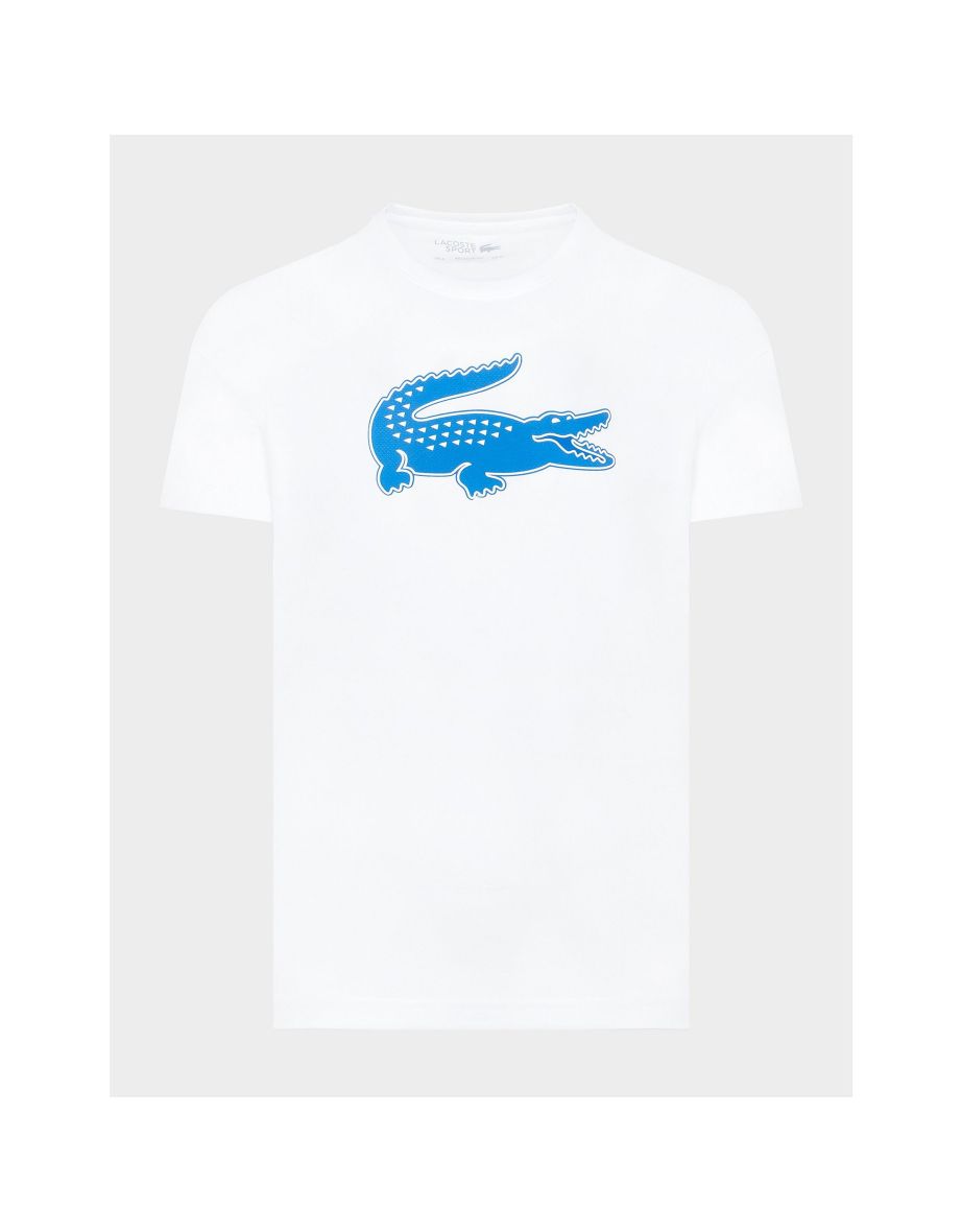Camiseta masculina Lacoste White 3D Crocodile Print Breathable Jersey