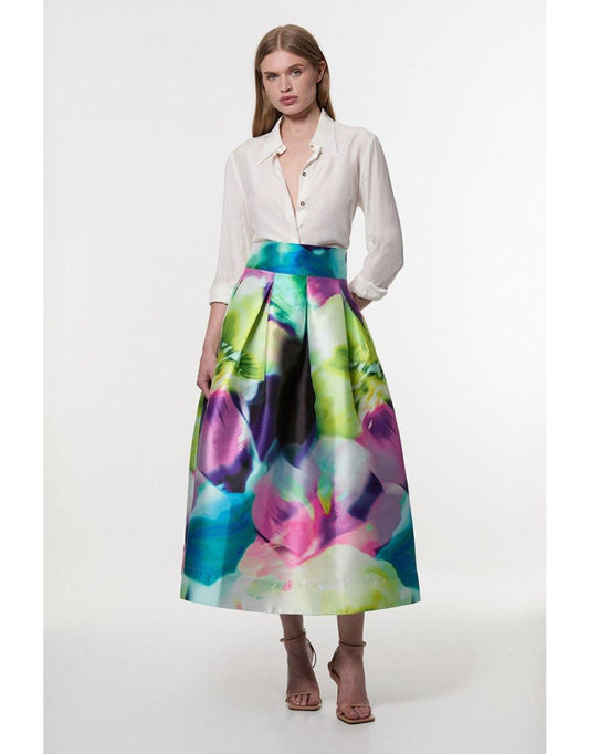 Gonna da ballo in twill floreale