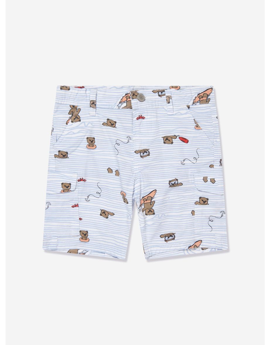 Bermuda branca Seaside Bear para meninos