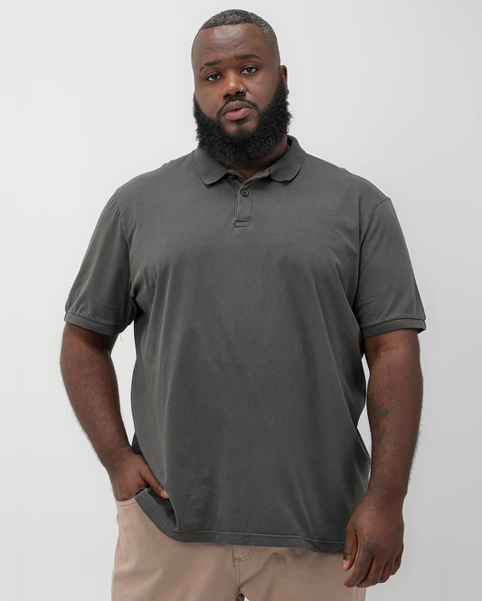 Men's Plus Size Gray Polo Shirt with Buttons | Allman by Riachuelo