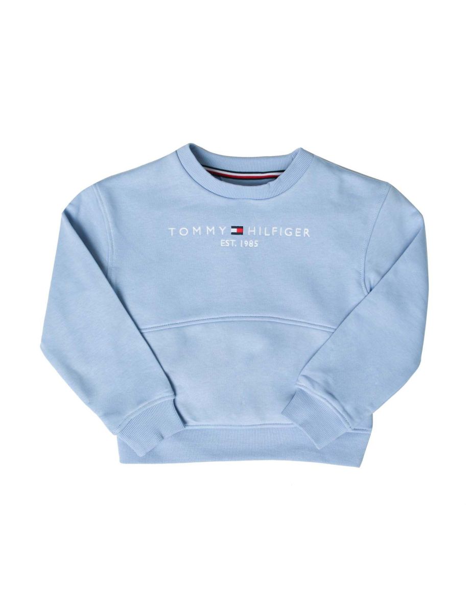 Sudadera Tommy Hilfiger Essential con bolsillo canguro para niña en azul