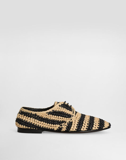 Zapatos derby de rafia tejida