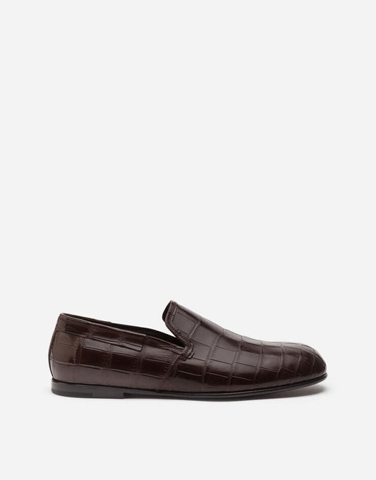 Zapatos Slip-On de Piel de Napa con Cocodrilo