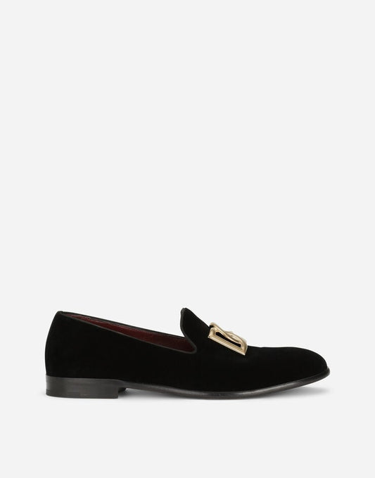 Zapatillas de terciopelo con logotipo DG