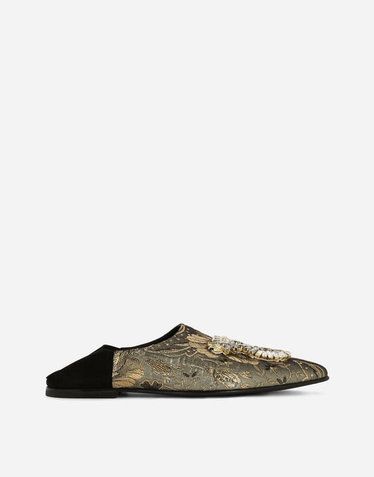 Zapatillas de jacquard con adorno de broche