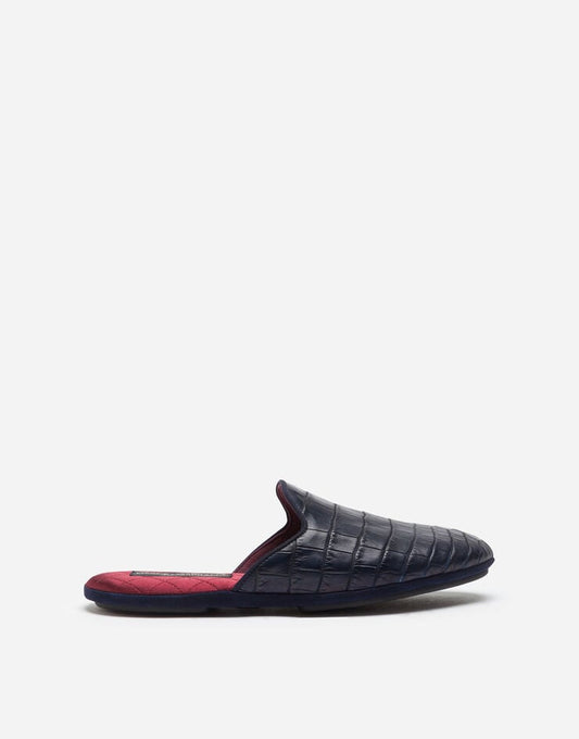 Mules de seda y piel de cocodrilo