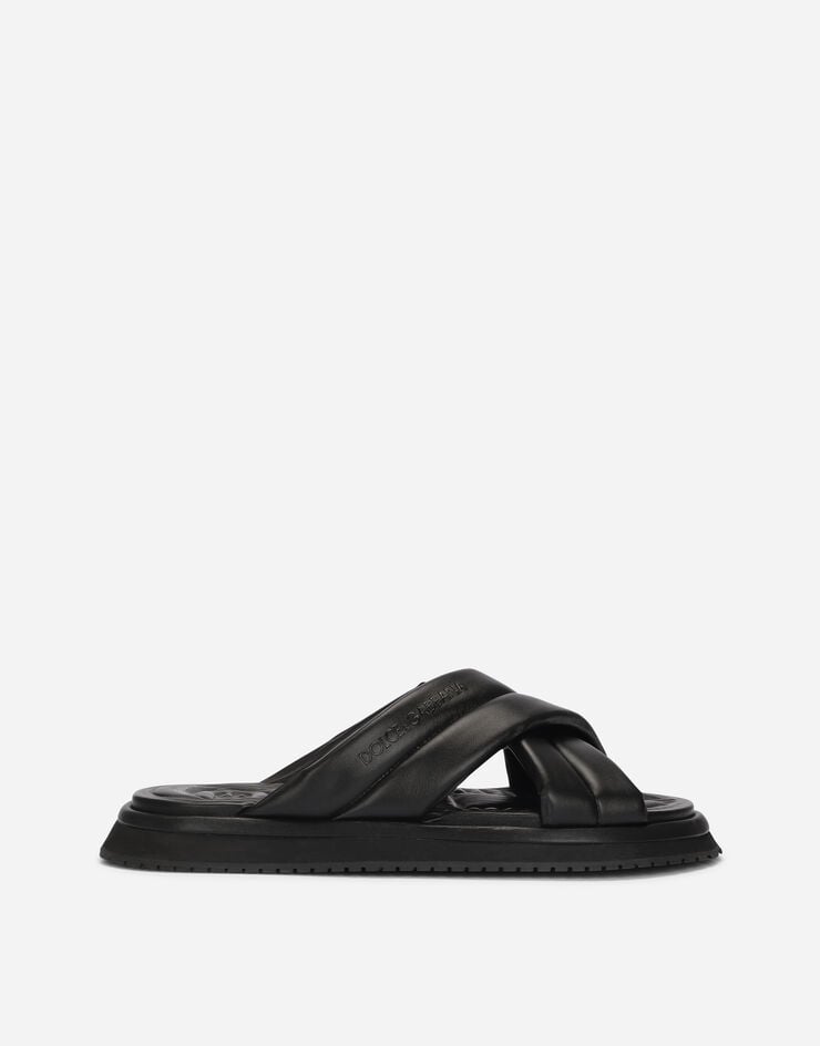 Sandalias de tela con aspecto de napa